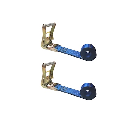 Tie 4 Safe Heavy Duty 2" x 20' Utility Endless Ratchet Tie Down Strap for Cargo Bundling Blue, 2PK RT04CK-520E-BU-C-2